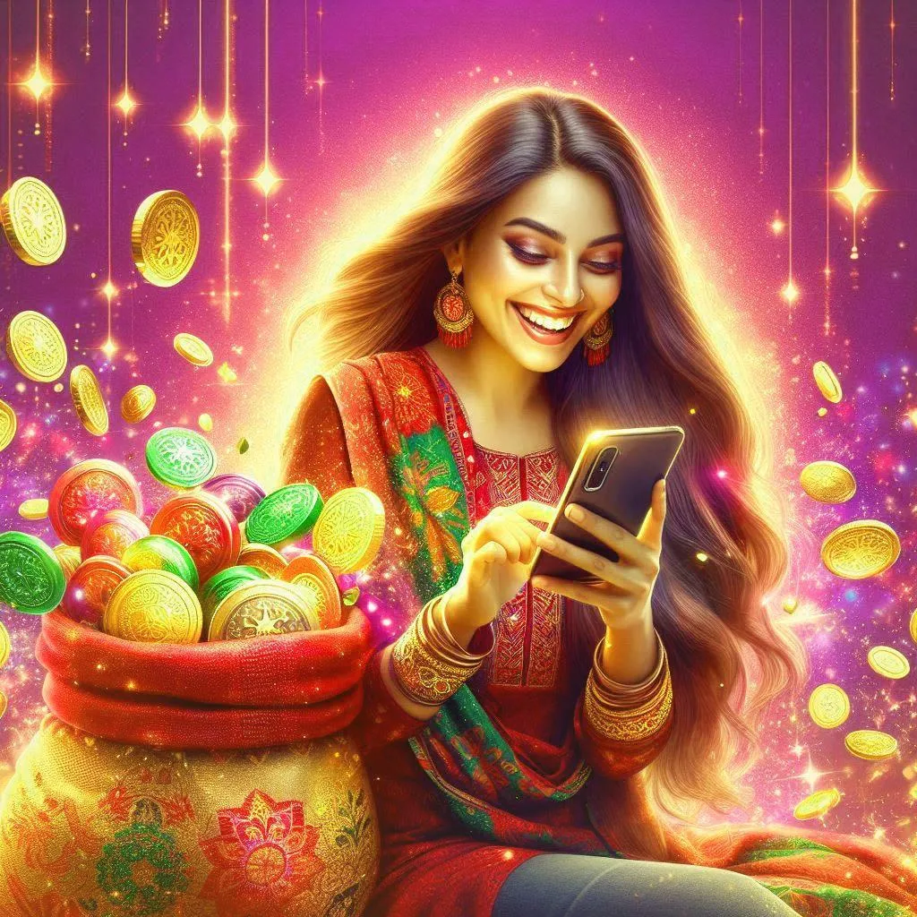 Woman With Fruit Prize on Phone